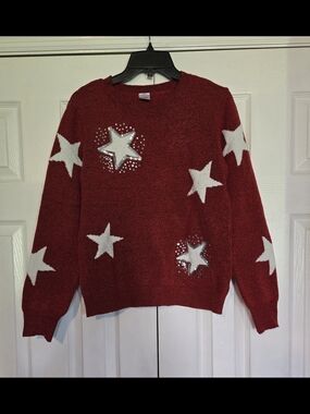 Women's Holiday Time Winter Christmas Star Sweater M 8-10